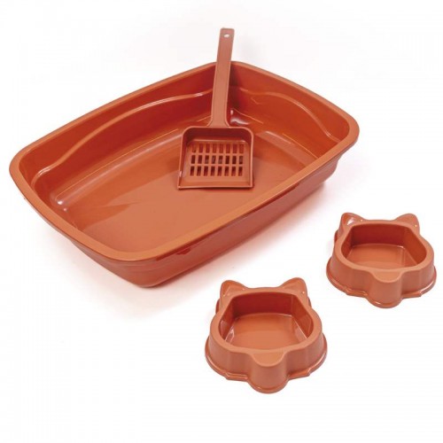 KITCAT BANDEJA HIGIÊNICA REDONDA SEM BORDA, 2 COMEDOUROS E PA HIGIÊNICA