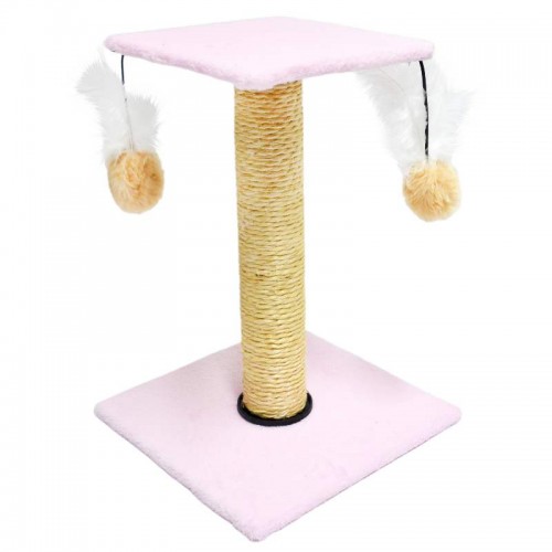 Arranhador com plataforma quadrada - Rosa - 26X26X37 cm