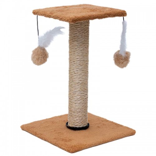 Arranhador com plataforma quadrada - Bege - 26X26X37 cm