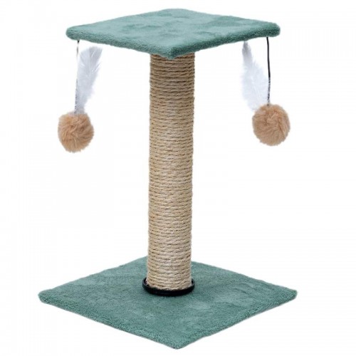 Arranhador com plataforma quadrada - Verde - 26X26X37 cm