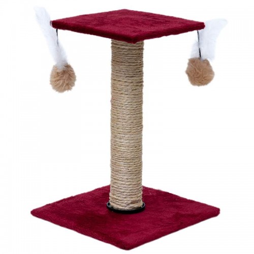 Arranhador com plataforma quadrada - Vinho - 26X26X37 cm